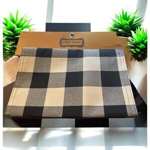 Robert Stanley Farmhouse 72x13 Table Runner Black White Buffalo Check NWT(780)